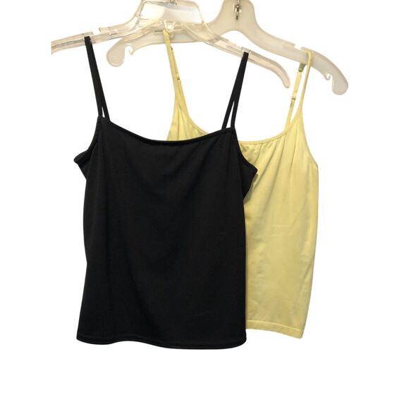 Cache Tank Top Cami Lot 2 Black Yellow Size M Stretch Adjustable Strap - Picture 2 of 6